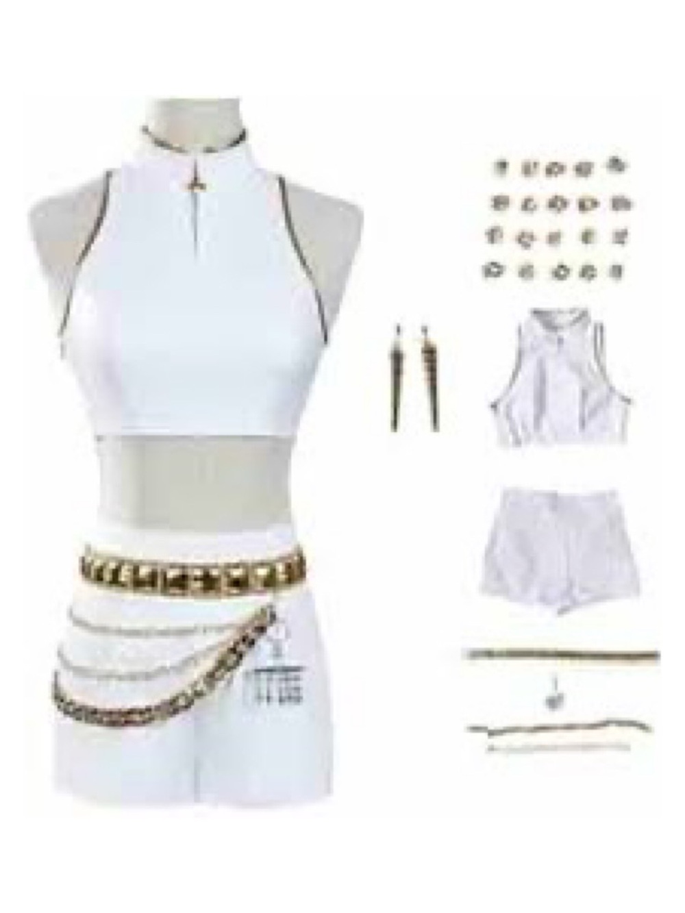 Demon Hunter Costume Women’s Size XL Faux Leather Shorts Top Accessories Sexy